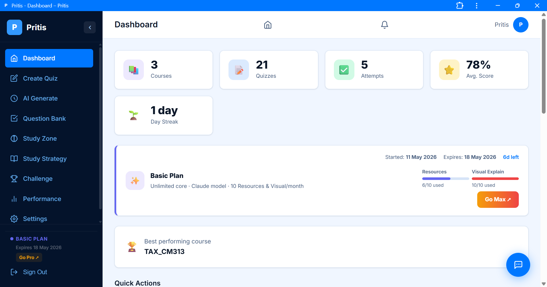 OssyQuiz Dashboard Preview